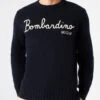 Blended Cashmere Sweater Bombardino Ski Club Embroidery -MC2 Saint Barth Shop man roundneck bombardino black 1