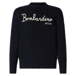 Blended Cashmere Sweater Bombardino Ski Club Embroidery -MC2 Saint Barth Shop man roundneck bombardino black 5