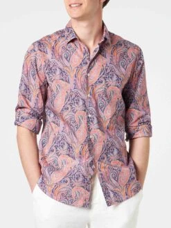 MC2 Saint Barth Man Muslin Cotton Sikelia Shirt With Paisley Print | Made With Liberty Fabric