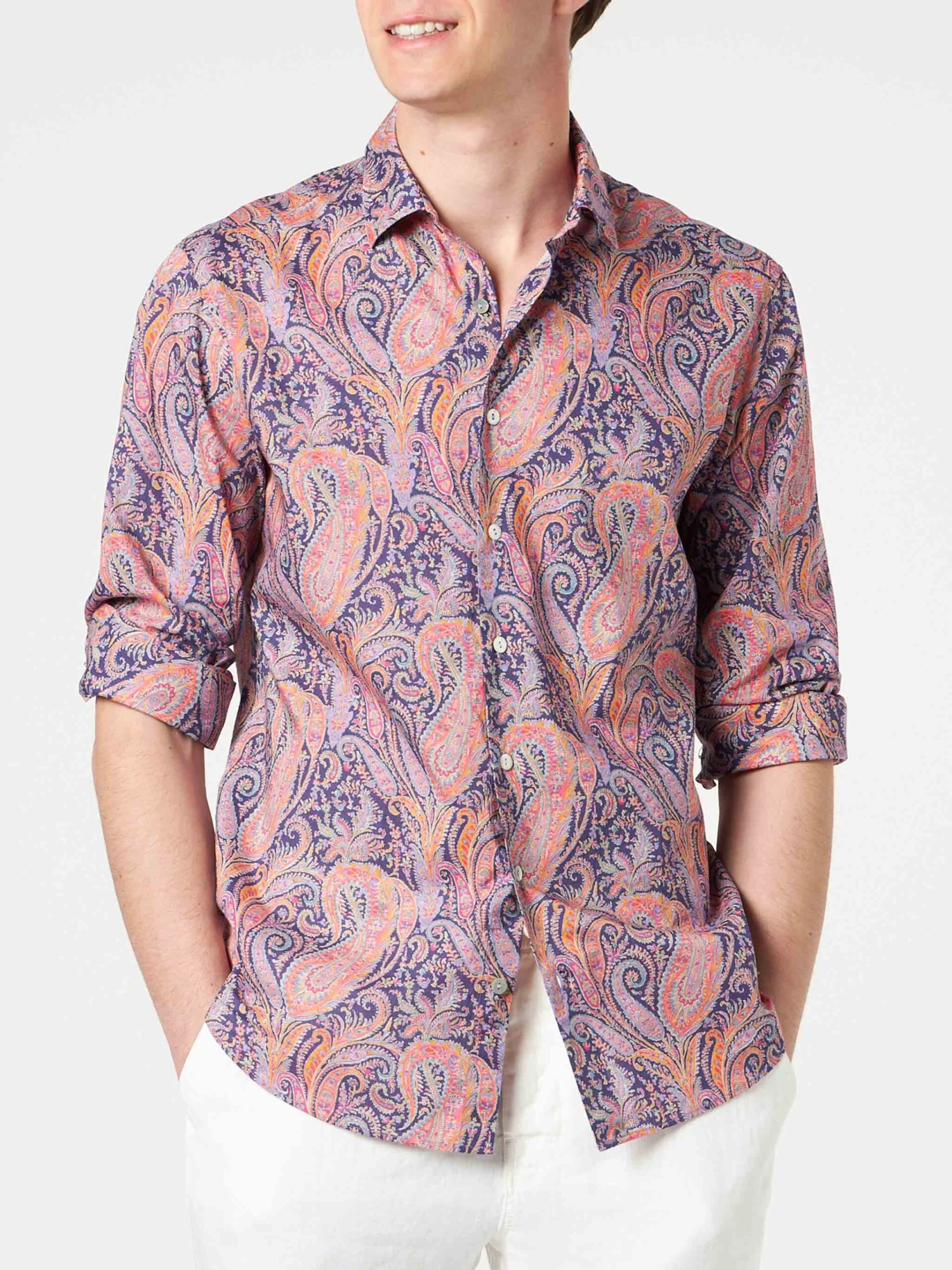 MC2 Saint Barth Man Muslin Cotton Sikelia Shirt With Paisley Print | Made With Liberty Fabric 3 MC2 Saint Barth Man Muslin Cotton Sikelia Shirt With Paisley Print | Made With Liberty Fabric