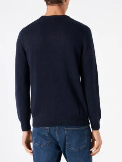 MC2 Saint Barth Man Sweater With Postcard -MC2 Saint Barth Shop man sweater blue apresski 2