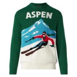 Man Sweater Aspen Vintage Postcard Print -MC2 Saint Barth Shop man sweater embroidery aspen 4