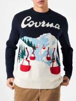 MC2 Saint Barth Man Sweater With Courmayeur Postcard