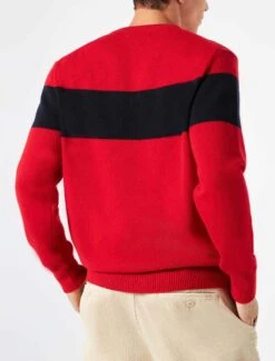 Man Sweater With Apres Ski Lettering -MC2 Saint Barth Shop man sweater embroidery red 2