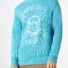Man Sweater With Campiglio Pirates Embroidery -MC2 Saint Barth Shop man sweater embroidery watergreen 1