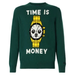 Man Sweater With Time Is Money Print 8 Man Sweater With Time Is Money Print -MC2 Saint Barth Shop man sweater embroidery clock 4