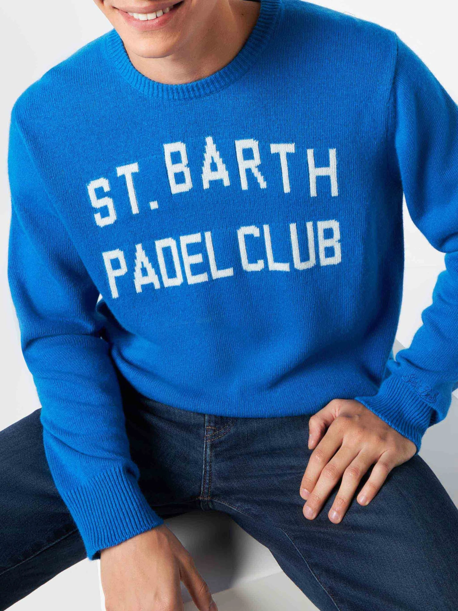 Man Sweater With St. Barth Padel Club Jacquard 3 Man Sweater With St. Barth Padel Club Jacquard