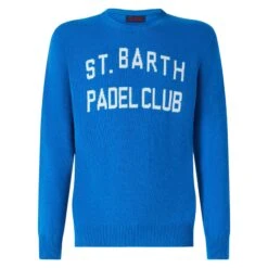 Man Sweater With St. Barth Padel Club Jacquard 9 Man Sweater With St. Barth Padel Club Jacquard -MC2 Saint Barth Shop man sweater embroidery electricblue 4