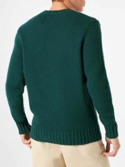 Man Blended Cashmere Sweater With Sun Moritz Embroidery -MC2 Saint Barth Shop man sweater green embroidery 2