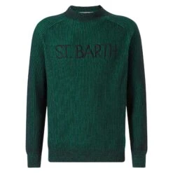 MC2 Saint Barth Man Green Half-turtleneck Ribbed Sweater 9 MC2 Saint Barth Man Green Half-turtleneck Ribbed Sweater -MC2 Saint Barth Shop man sweater green embroidery 5 2