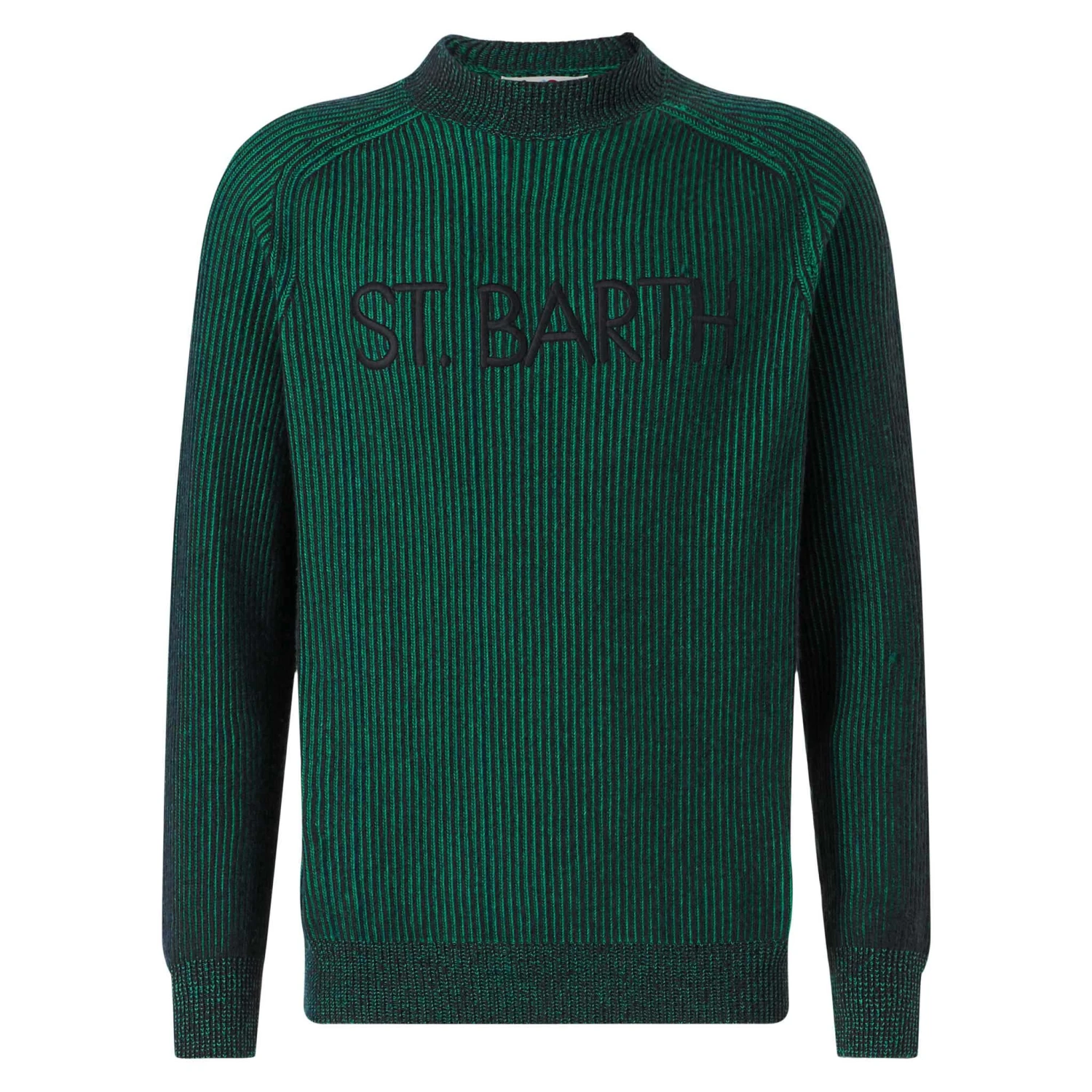 MC2 Saint Barth Man Green Half-turtleneck Ribbed Sweater 6 MC2 Saint Barth Man Green Half-turtleneck Ribbed Sweater - Image 4