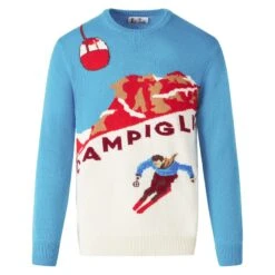 MC2 Saint Barth Man Sweater With Campiglio Postcard -MC2 Saint Barth Shop man sweater lightblue campiglio 4