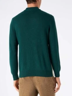 MC2 Saint Barth Man Green Sweater With Knitted Postcard -MC2 Saint Barth Shop man sweater postcard engadina 2