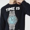 MC2 Saint Barth Man Sweater With Time Is Money Embroidery 1 MC2 Saint Barth Man Sweater With Time Is Money Embroidery -MC2 Saint Barth Shop man sweater watch print 1
