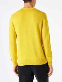 MC2 Saint Barth Man Sweater With Les Alpes Postcard -MC2 Saint Barth Shop man sweater yellow lesalpes 3