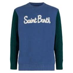 MC2 Saint Barth Man Sweatshirt With Knitted Sleeves 9 MC2 Saint Barth Man Sweatshirt With Knitted Sleeves -MC2 Saint Barth Shop man sweatshirt embroidery blue 1