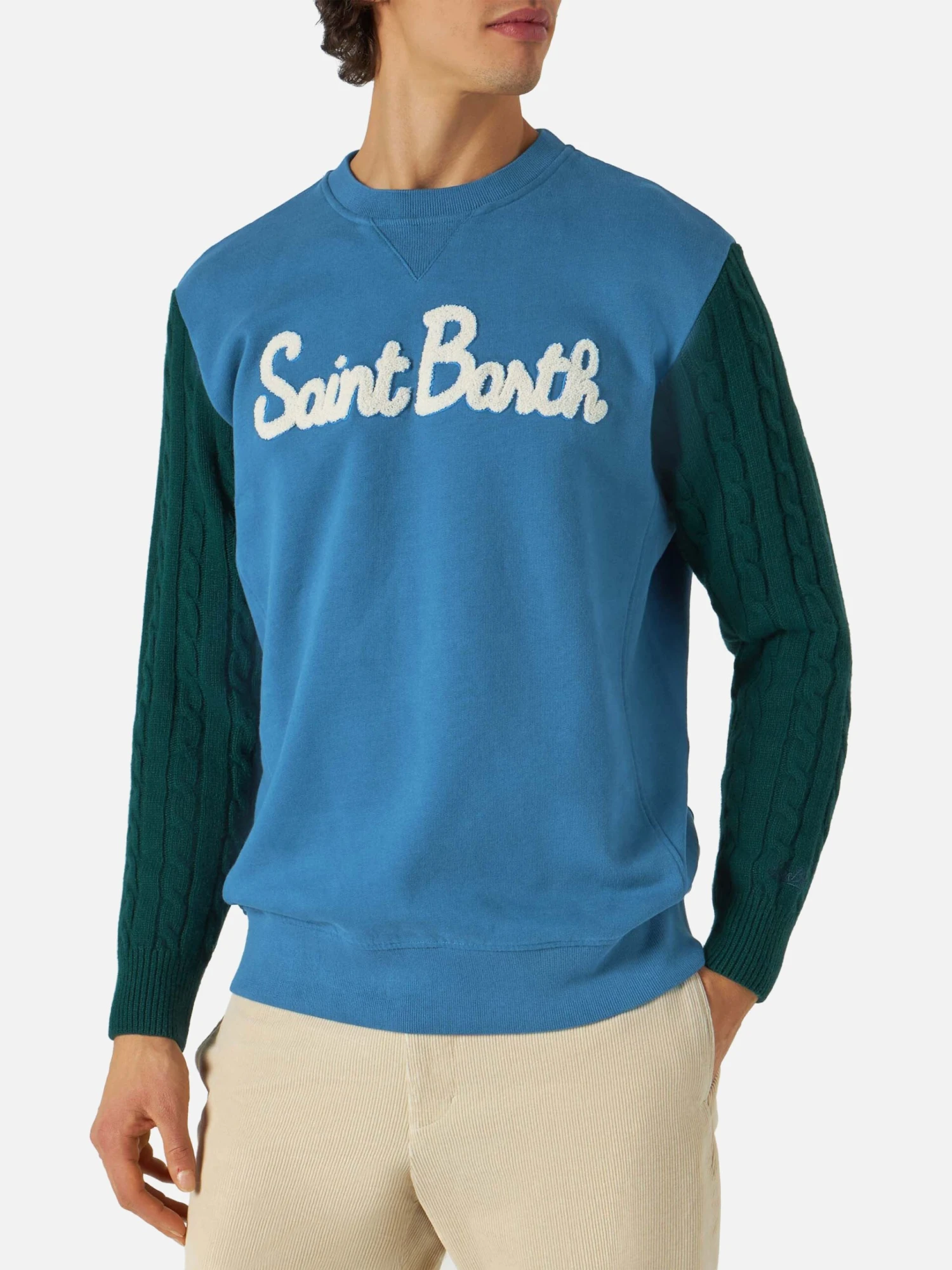 MC2 Saint Barth Man Sweatshirt With Knitted Sleeves 3 MC2 Saint Barth Man Sweatshirt With Knitted Sleeves
