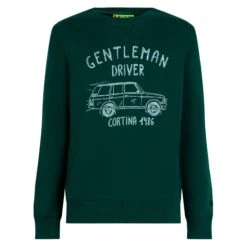 MC2 Saint Barth Cotton Sweatshirt With Gentleman Driver Cortina 1986 Writing -MC2 Saint Barth Shop man sweatshirt green longsleeved