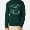 MC2 Saint Barth Cotton Sweatshirt With Gentleman Driver Cortina 1986 Writing -MC2 Saint Barth Shop man sweatshirt green longsleeved 2