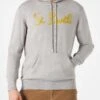 Grey Hooded Knitted Sweatshirt Hopper 1 Grey Hooded Knitted Sweatshirt Hopper -MC2 Saint Barth Shop man sweatshirt grey embroidery 1