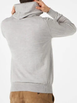 Grey Hooded Knitted Sweatshirt Hopper 8 Grey Hooded Knitted Sweatshirt Hopper -MC2 Saint Barth Shop man sweatshirt grey embroidery 2