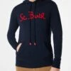 Man Navy Blue Hoodie Sweatshirt