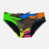 MC2 Saint Barth Man Swim Briefs With Multicolor Camouflage Print