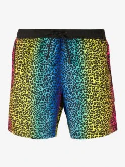 Animalier Rainbow Print Light Fabric Zipped Swim Shorts