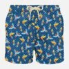 Man Light Fabric Swim Shorts With Tropical Birdies Print -MC2 Saint Barth Shop man swimshorts bird