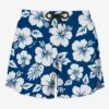 Blue Swim Short Mid-lenght With White Flower Print -MC2 Saint Barth Shop man swimshorts flower blue 1