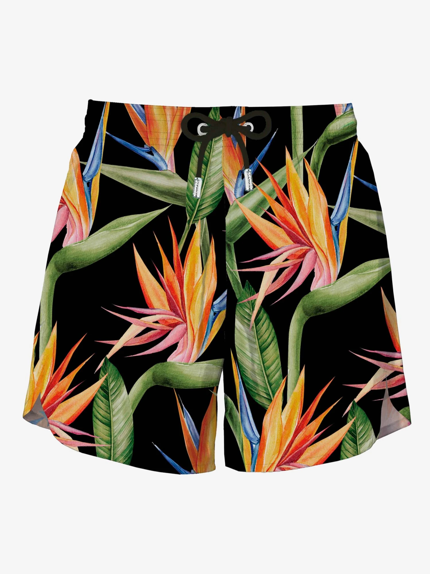 Black Swim Short Mid-lenght With Flower Print 3 Black Swim Short Mid-lenght With Flower Print