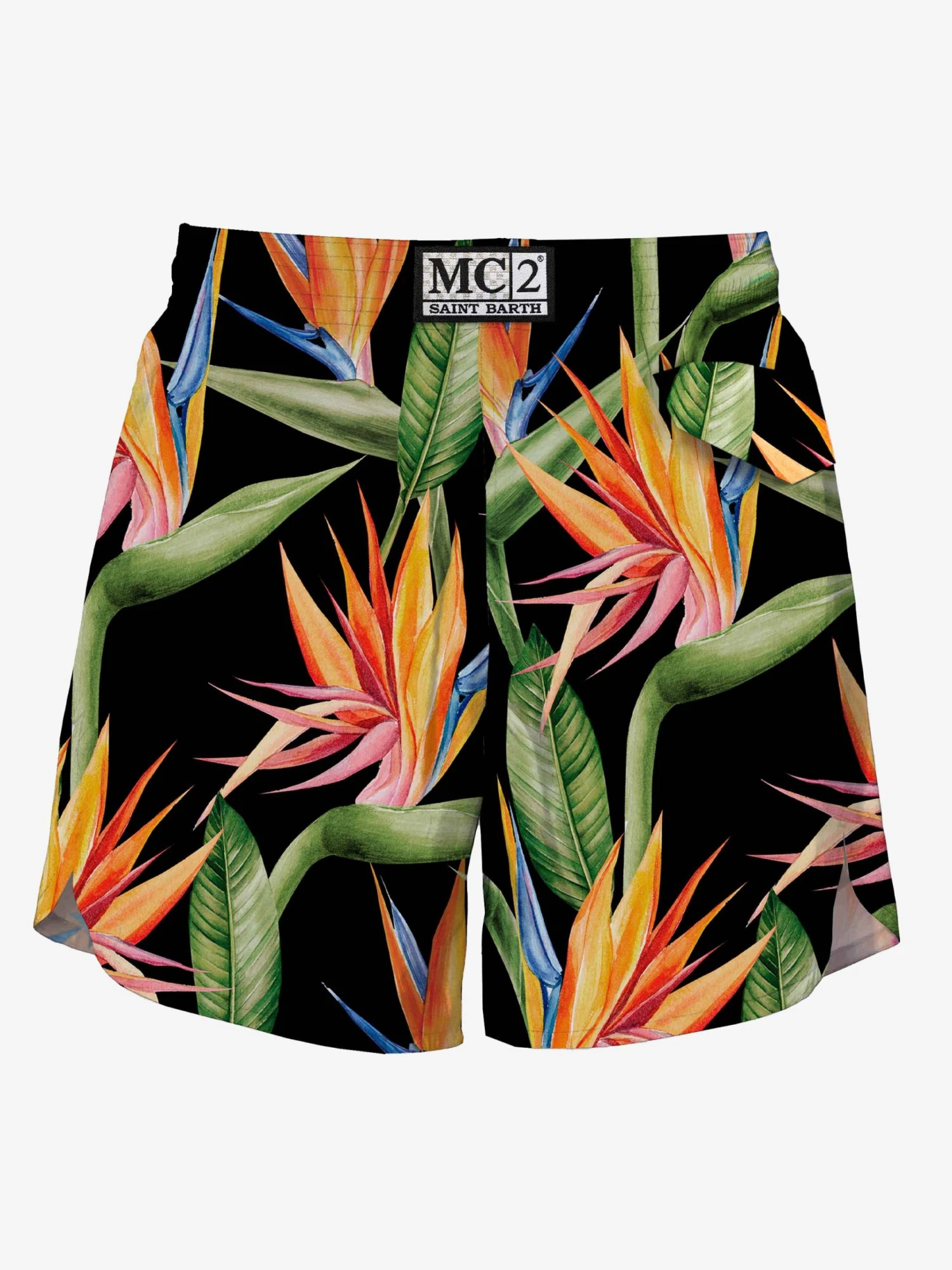 Black Swim Short Mid-lenght With Flower Print 4 Black Swim Short Mid-lenght With Flower Print - Image 2
