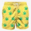 Embroidered Leaves Mid-length Swim Short -MC2 Saint Barth Shop man swimshorts marjuana 1