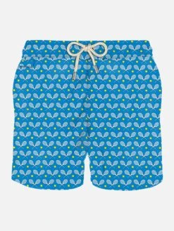 MC2 Saint Barth Man Light Fabric Swim Shorts With Rackets Print