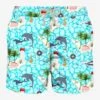 Man Light Fabric Swim Shorts With Sailing Boats Print -MC2 Saint Barth Shop man swimshorts summer saint barth 1