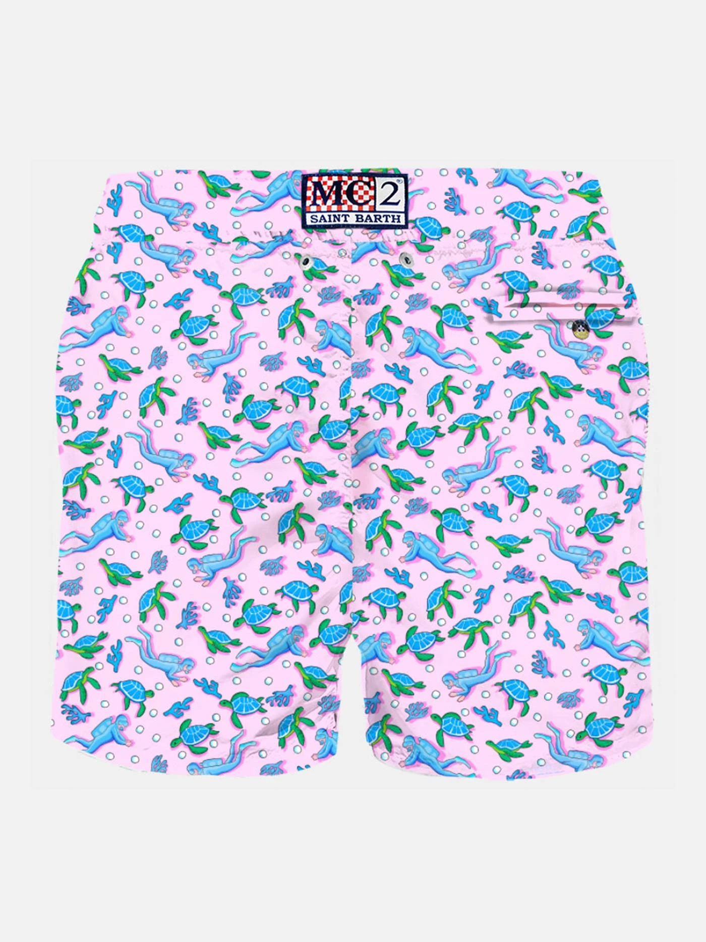 MC2 Saint Barth Man Light Fabric Swim Shorts With Turtles And Scuba Divers Print 4 MC2 Saint Barth Man Light Fabric Swim Shorts With Turtles And Scuba Divers Print - Image 2