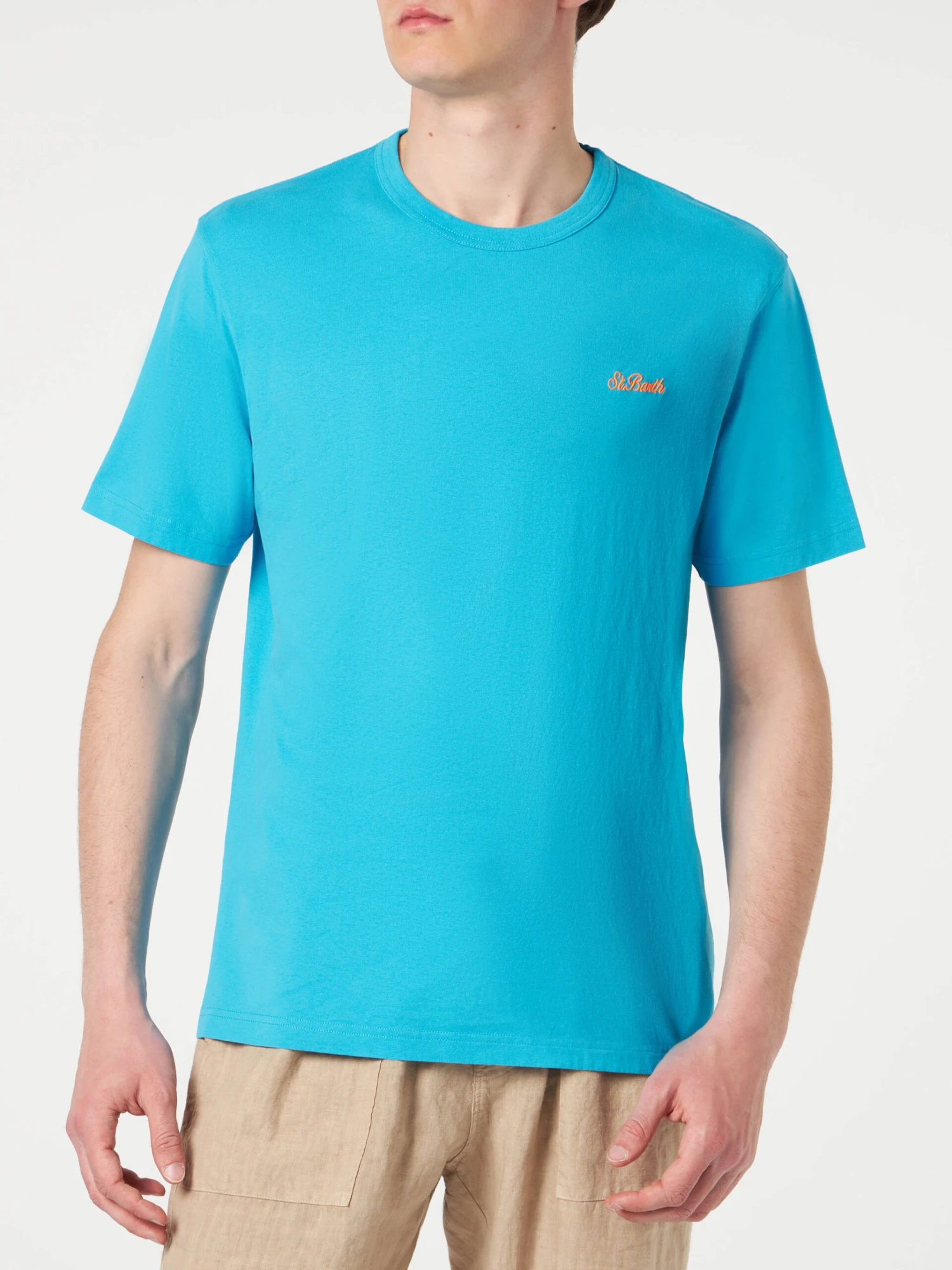 MC2 Saint Barth Man Light-blue Cotton T-shirt 4 MC2 Saint Barth Man Light-blue Cotton T-shirt - Image 2