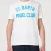 MC2 Saint Barth Man White Cotton T-shirt With St. Barth Padel Club Print
