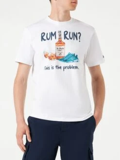 MC2 Saint Barth Man Cotton T-shirt With Rum Or Run Print