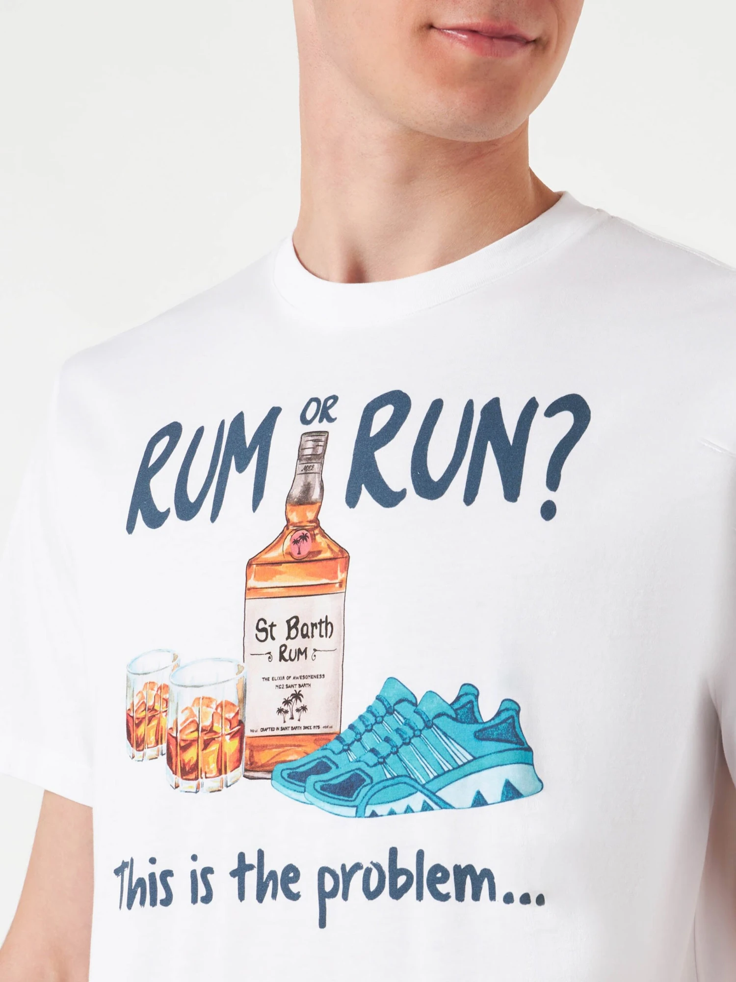 MC2 Saint Barth Man Cotton T-shirt With Rum Or Run Print 4 MC2 Saint Barth Man Cotton T-shirt With Rum Or Run Print - Image 2