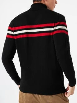 Blended Cashmere Turtle Neck Sweater With Patch -MC2 Saint Barth Shop man turtleneck embroidery black 2 d4178c36 1f48 46f7 8d11 af7e374b845f