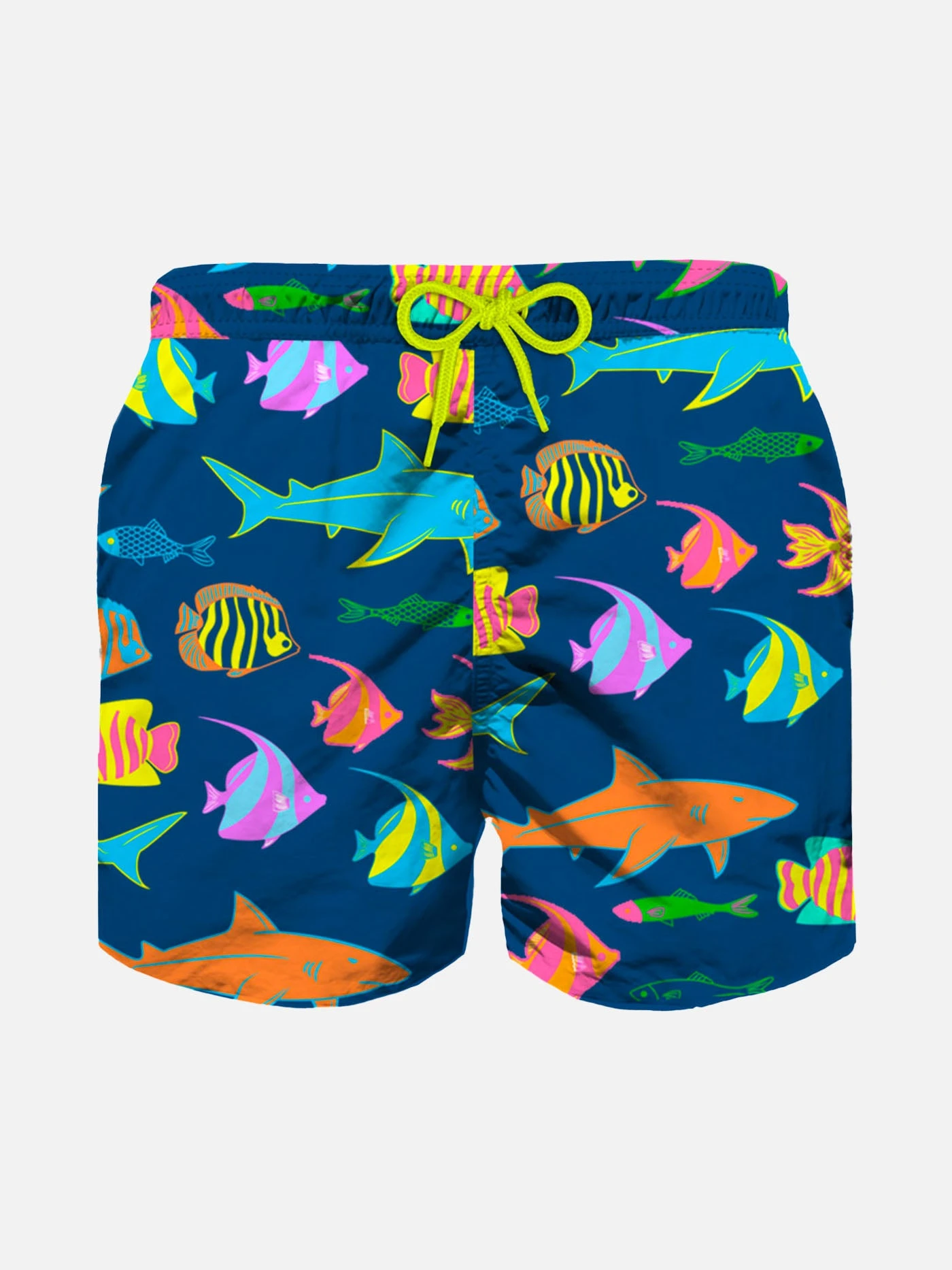 Colorful Fishprint Boy's Blu Swimshorts 3 Colorful Fishprint Boy's Blu Swimshorts