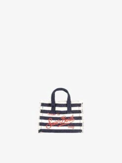 MC2 Saint Barth Navy Blue Canvas Key Holder -MC2 Saint Barth Shop microbag canvas striped 1