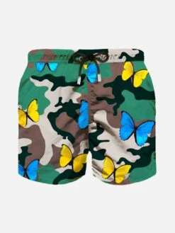 Camo Butterflies All Over Print Boy's Light Swimshorts