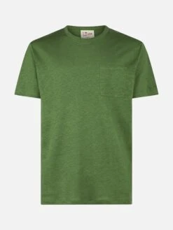MC2 Saint Barth Man Linen Jersey T-shirt -MC2 Saint Barth Shop military green linen tshirt man 1