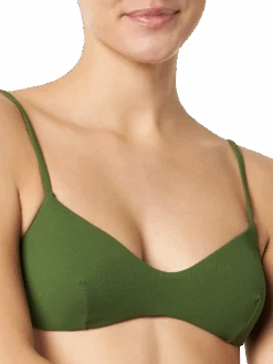 MC2 Saint Barth Woman Military Ribbed Bralette Bikini -MC2 Saint Barth Shop military green ribbed bralette