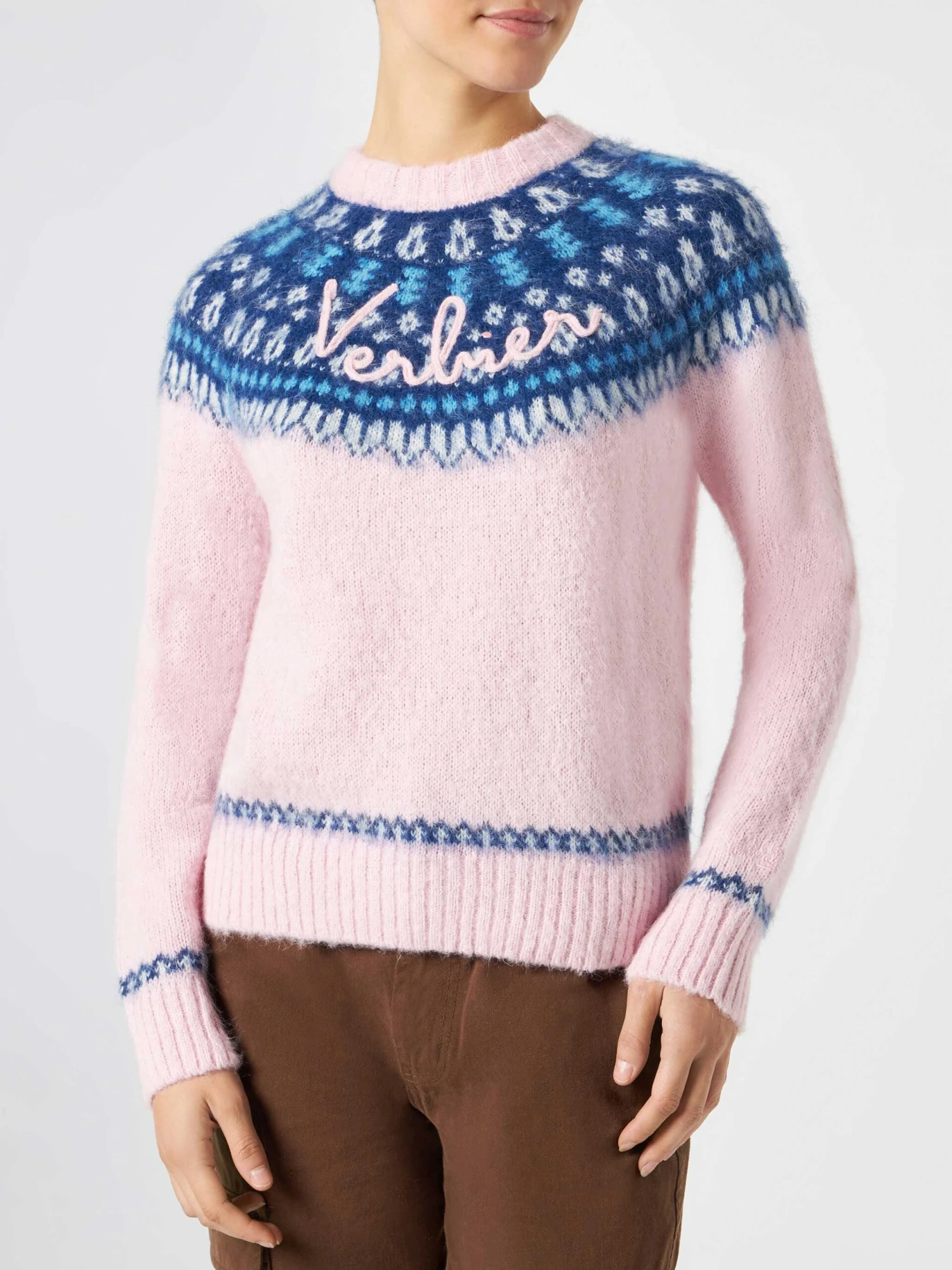 MC2 Saint Barth Woman Pink Crewneck Nordic Jacquard Sweater 3 MC2 Saint Barth Woman Pink Crewneck Nordic Jacquard Sweater
