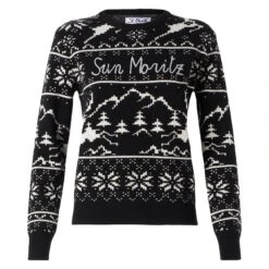 Woman Sweater With Norwegian Style Print And Sun Moritz Embroidery 9 Woman Sweater With Norwegian Style Print And Sun Moritz Embroidery -MC2 Saint Barth Shop norwegian black sweater woman