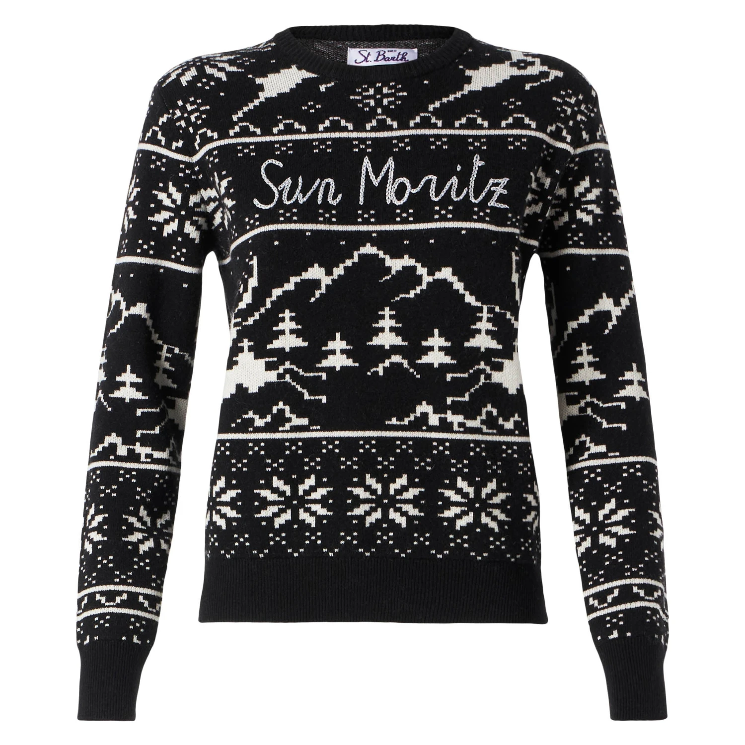 Woman Sweater With Norwegian Style Print And Sun Moritz Embroidery 6 Woman Sweater With Norwegian Style Print And Sun Moritz Embroidery - Image 4
