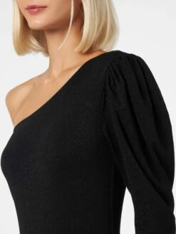 Knitted Glitter Black One Shoulder Swimsuit / Bodywear -MC2 Saint Barth Shop one shoulder lurex bodysuit black 3